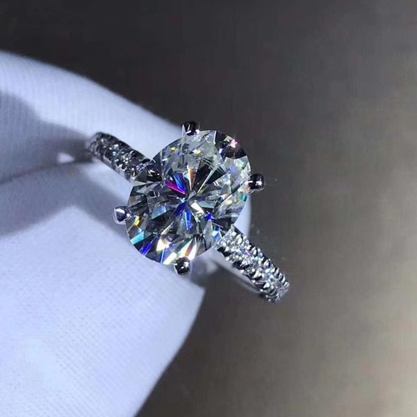 

cluster rings 18k white gold ring oval cut moissanite gh color 1ct 2ct 3ct 4 luxury anniversary gift engagement jewelry, Golden;silver