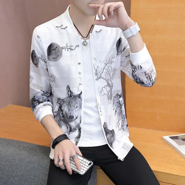 

men's jackets fashion men hollow out jacket spring summer thin casual baseball coat mens printing bomber male sun protection outerwear, Black;brown