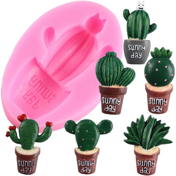 

baking moulds diy cactus silicone mold succulents plaster fondant molds cake decorating tools candy chocolate gumpaste mould