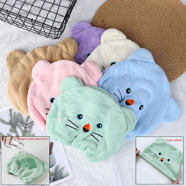 

shower caps 1pc cartoon bear cap hair turban quickly dry hat polyester wrapped towel