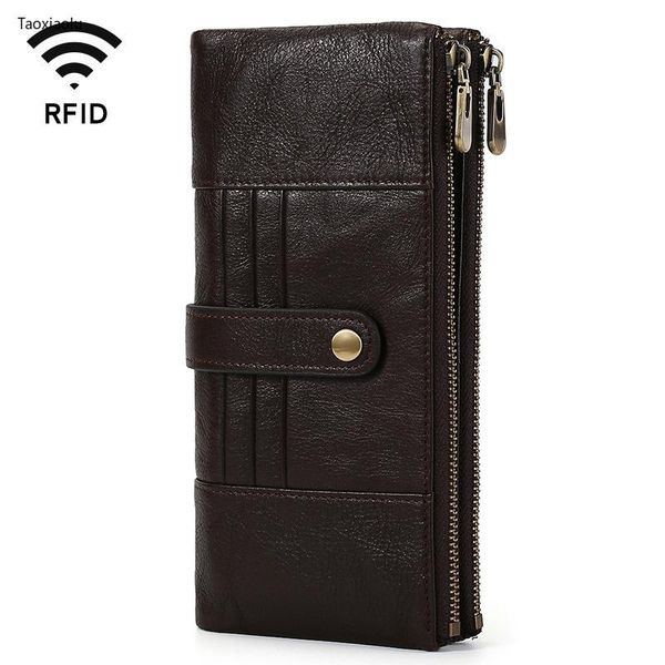 

genuine leather men wallet female long clutch men's wallet portomonee rfid money bag hasp zipper coin purse, Red;black