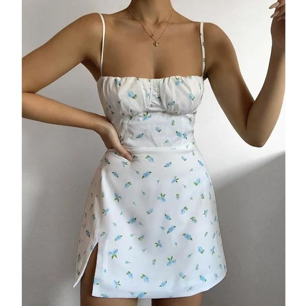 

mosimolly summer chic floral dress women split mini boho beach sundress day female vestidos casual dresses, Black;gray