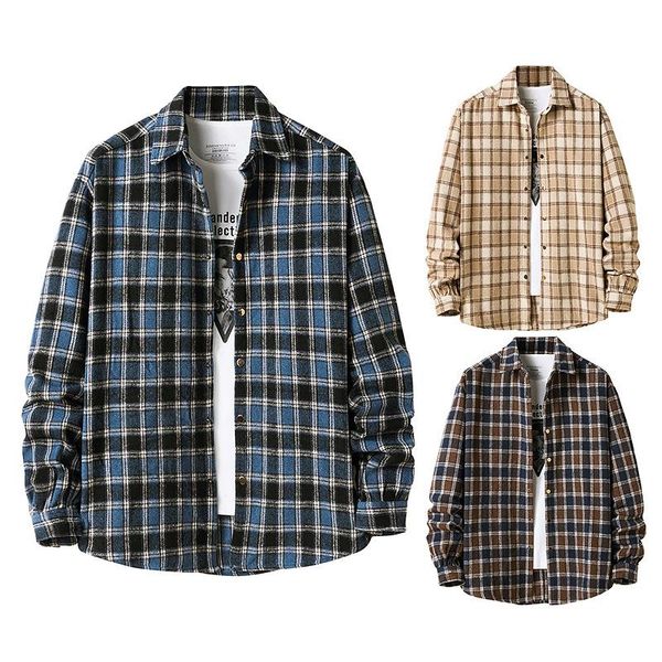 

men's casual shirts men flannel plaid shirt style jacket autumn long sleeve soft comfort slim fit styles brand man plus size, White;black