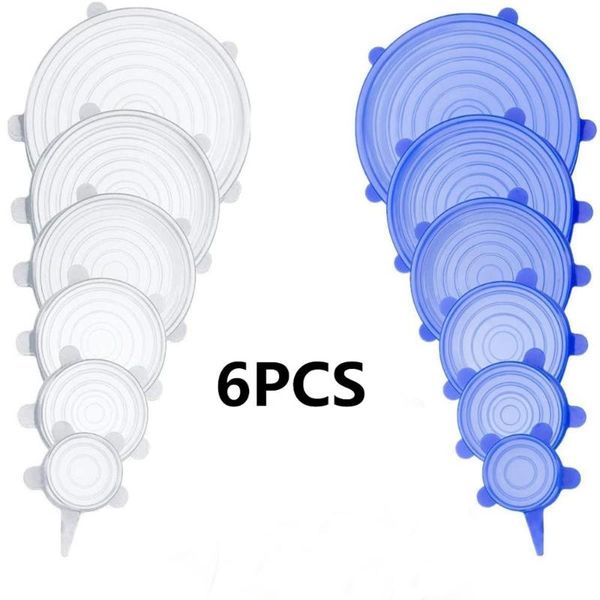 

kitchen storage & organization 6pcs/set silicone lids universal bowl pot stretch lid pan fresh cover microwave cooking accessories