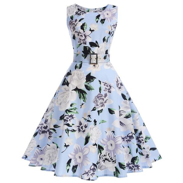 

lady fresh flower print boho beach dress 80s vintage rockabilly women swing party dresses vestidos casual, Black;gray