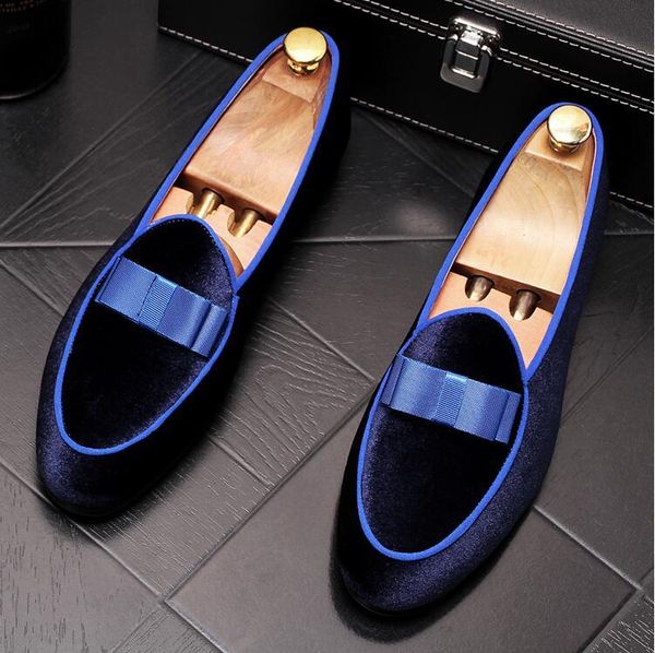 

dress shoes fashion genuine patent leather men wedding with bow tie banquet formal loafers flats reception party, Black