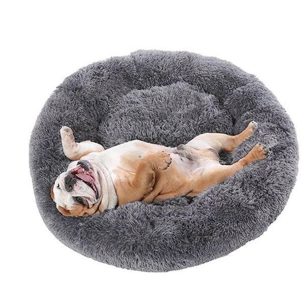 

soft pet bed kennel dog round cat winter warm sleeping bag long plush puppy cushion mat portable supplies beds kennels & pens