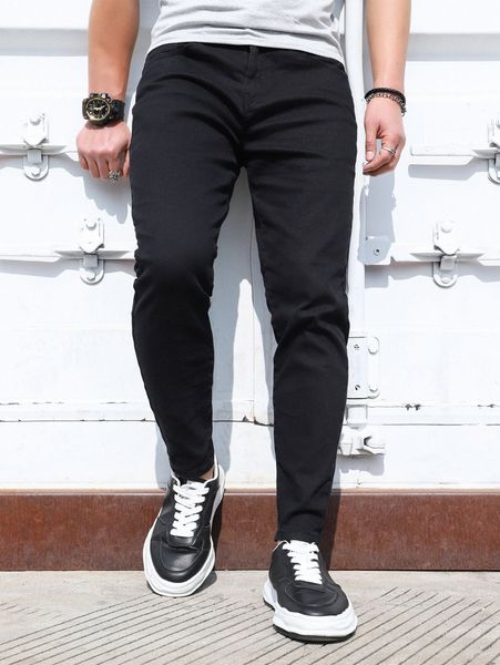 

men slant pocket jeans y613#, Blue