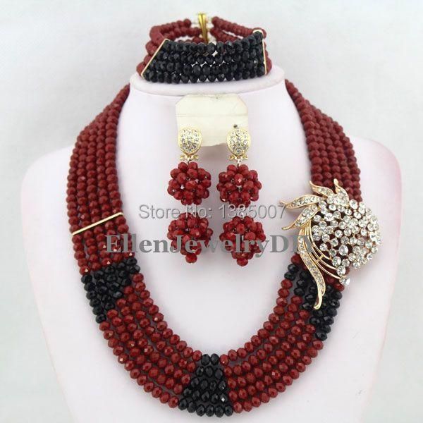 

earrings & necklace african beads jewelry set crystal w7048, Silver