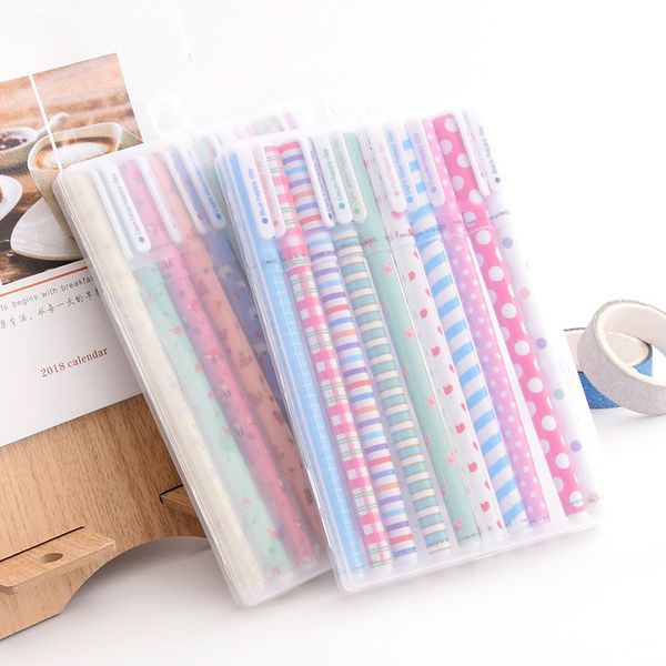 

painting pens japane and korean style lovely floral watercolor color neutral water pen 10 sets of stationery, Black;red