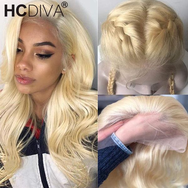

lace wigs 180% density 13x4 613 body wave front wig transparent frontal blonde brazilian remy human hair for women, Black;brown