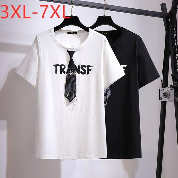 

women's t-shirt 2021 ladies designer summer plus size for women large short sleeve loose cotton chain white 3xl 4xl 5xl 6xl 7xl