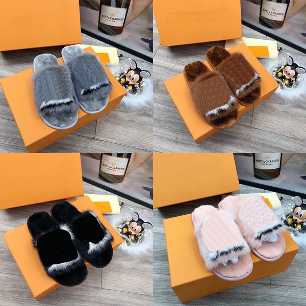 

famous designer classic high-quality ladies lamb long-haired slippers spring, autumn and winter plush household indoor cotton slippers, Black