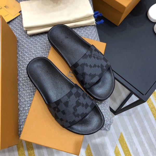

2021 luxury designer flip flops mens womens summer sandals beach slide slippers ladies sandali firmati da donna shoes classic laser colorful, Black