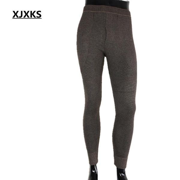 

men's pants xjxks trousers warm autumn and winter leggings long underwear m-xxl elastic waist men, Black