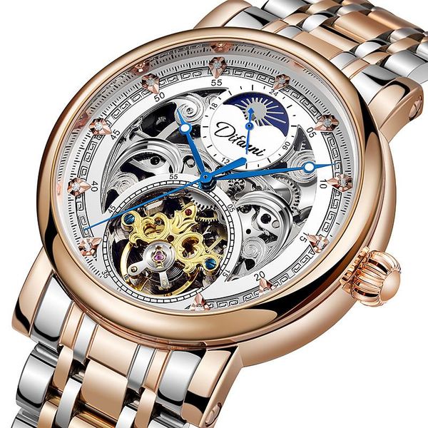 

wristwatches men's leisure automatic mechanical watch luxury men watches designer brand wirstwatch for, Slivery;brown