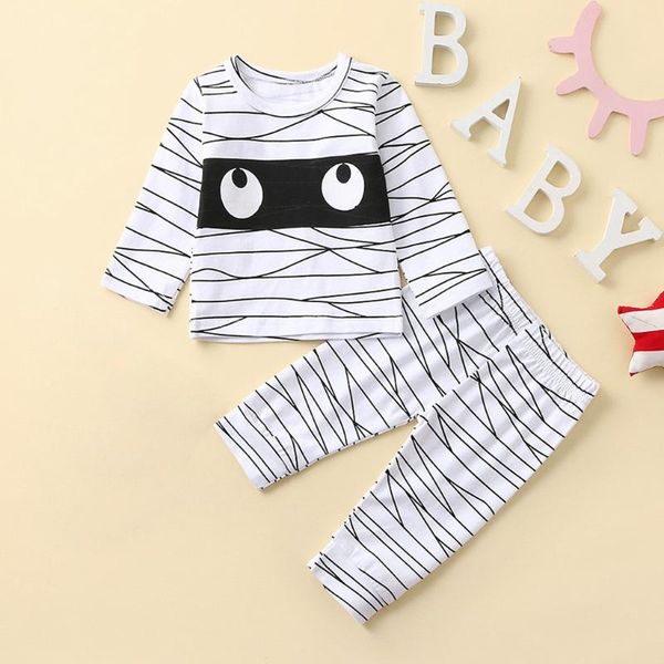 

1-6years old toddler kids baby girl boy clothes halloween outfits +funny mummy pants set pajamas clothing sets, White