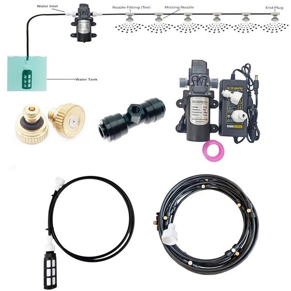 

watering equipments electric sprayer mini pump 12v 60w outdoor water misting fog machine for flower plant greenhouse cooling humidification