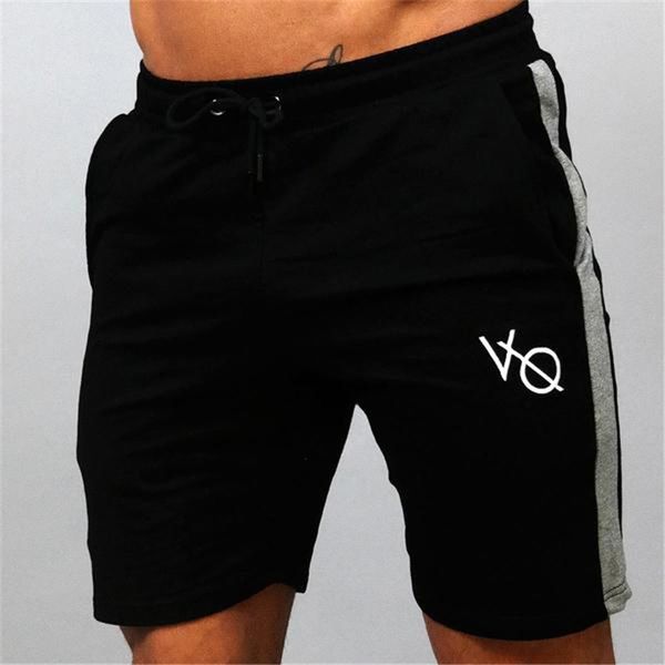 

men's shorts summer casual fitness stripe printed elastic waist drawstring loose grey/black joggers practise short trousers men gb, White;black