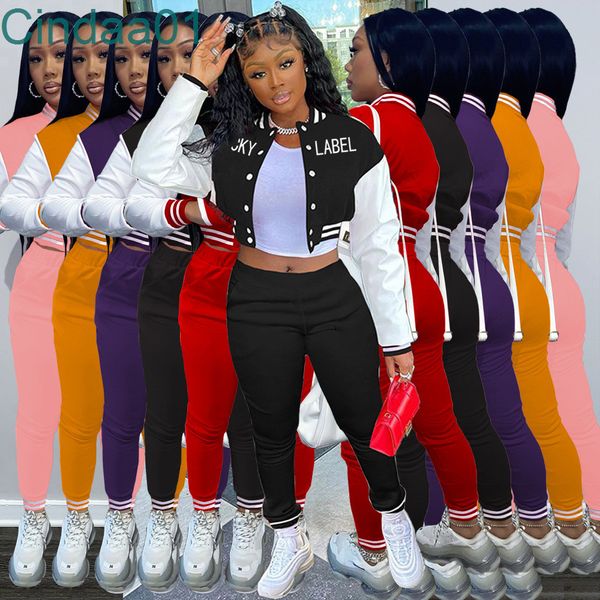 

women tracksuits letter printed 2 piece outfits designer baseball suits zipper front pocket long sleeve jacket bell bottom sweatpants, Gray