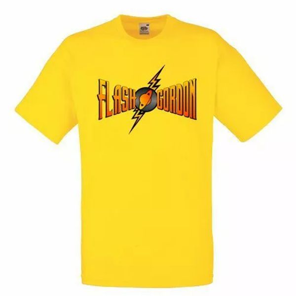 

flash gordon logo yellow mens t-shirt men rock band tee shirt, White;black