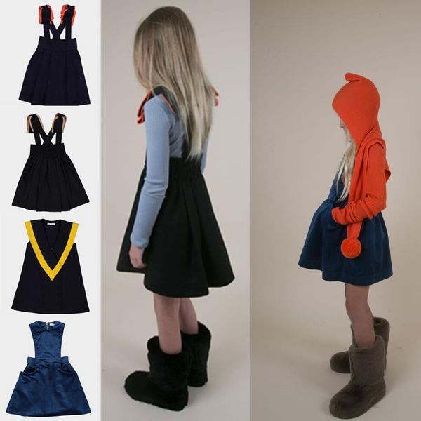 

autumn carbon girls clothes sets long skirt t-shirts suspender brand dresses overalls little baby girl skirts kids clothing, White
