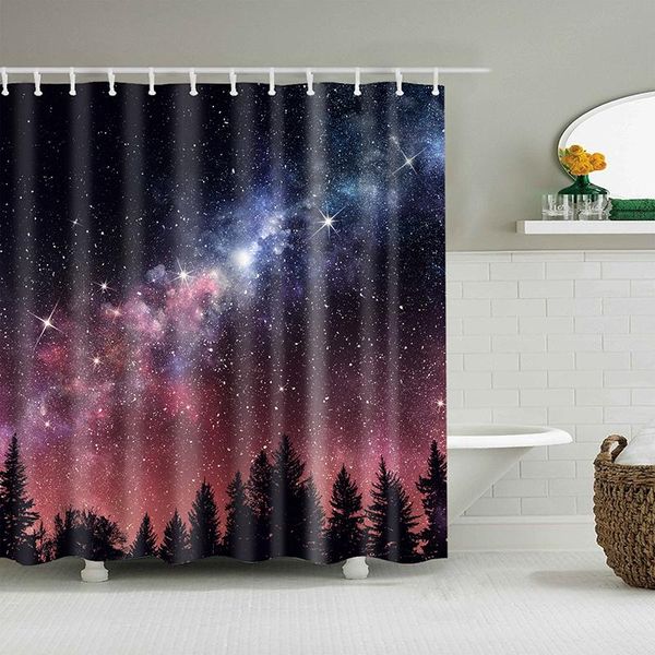 

starry shower curtain forest moon for bathroom polyester fabric curtains
