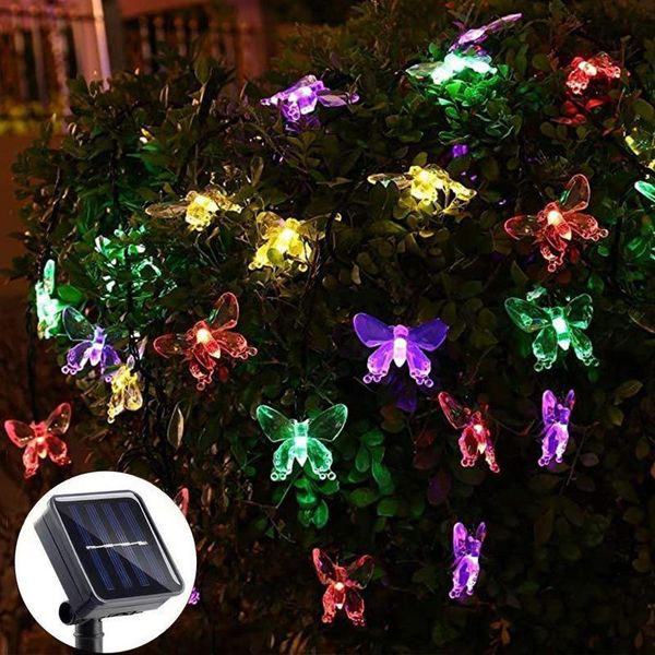 Saiten Solar LED Schmetterling String Licht Im Freien Wasserdichte Weihnachtsgirlande Lichterkette Jahresgarten Lampe Hochzeitsdekoration