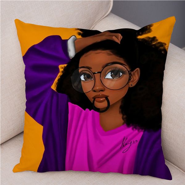 

cloocl fashion cartoon pillow cover 3d graphic africa lady colorful polyester print cushion covers double-sided print throw pillowcase
