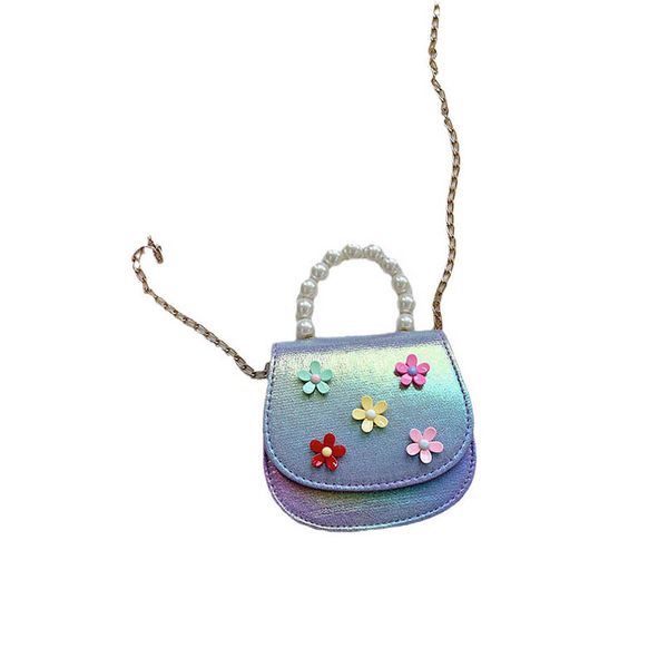 

girls handbags kids bags children accessories flower decoration pearl one shoulder messenger bag purse chain mini b8439, Black