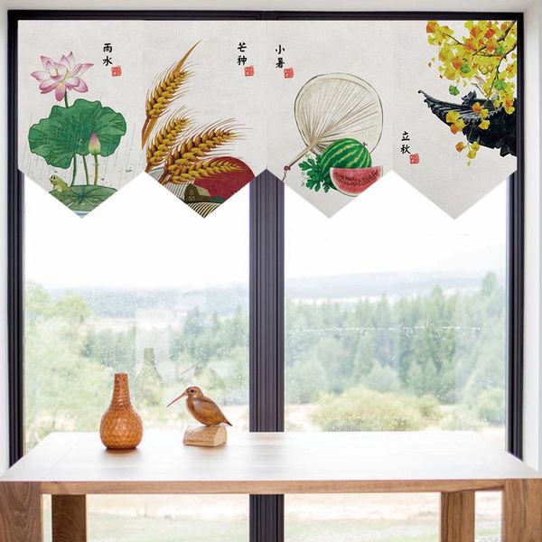 

chinese triangle flag curtain partition traditional holiday home kitchen decoration short window covering & drapes