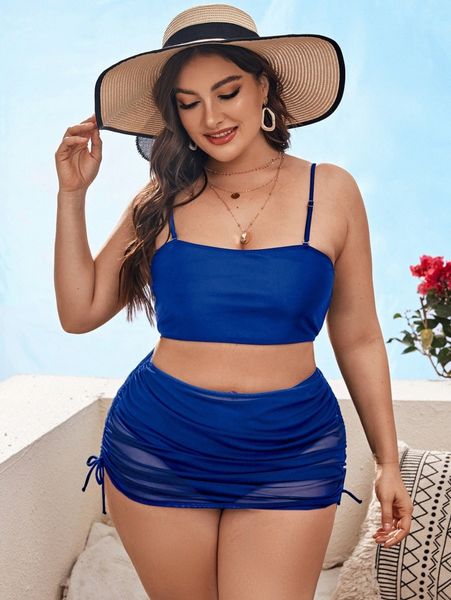 

3pack high waist bikini swimsuit & cover up u5bu#, Black