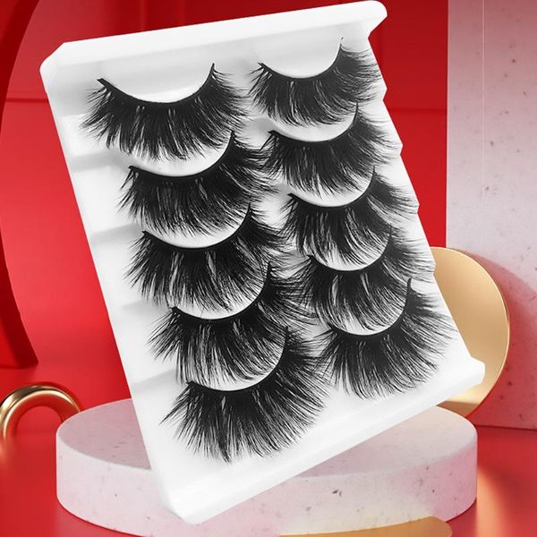 

false eyelashes 5 pairs 22mm fake lashes fluffy long handmade eyelash 3d mink thick
