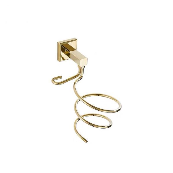 

modern full brass hair dryer holder gold plated bathroom storage rack punched shelves