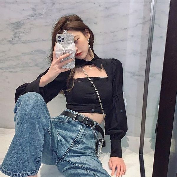 

women's blouses & shirts blusa feminina gothic shirt blusas mujer woman long sleeve crop 2022 sweet blouse women elegant plus size top, White