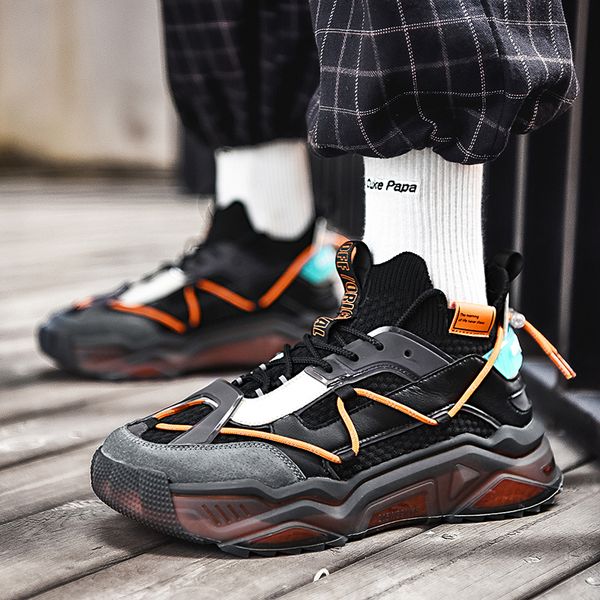 

luminous trend street casual shoes popcorn wear-resistant breathable non-slip lightweight sports jogging shoes outdoor laces