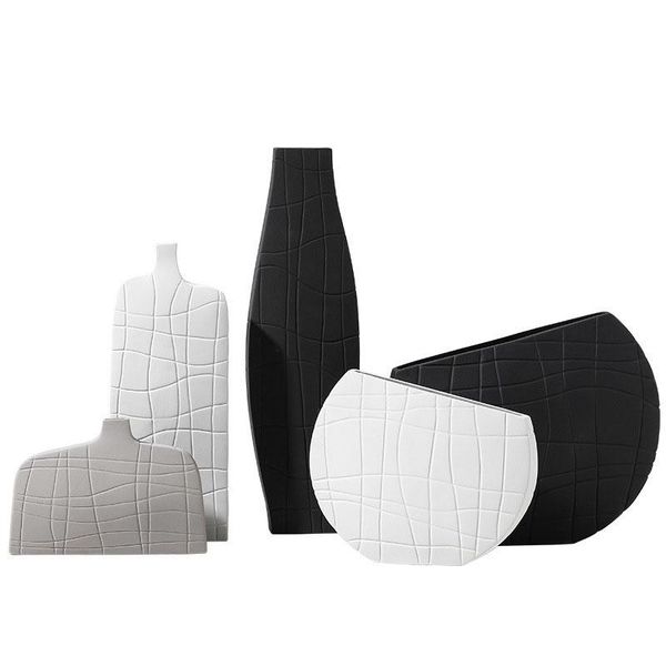 

vases nordic black and white texture ceramic flower vase home decoration modern plant holder desk hydroponics room decor