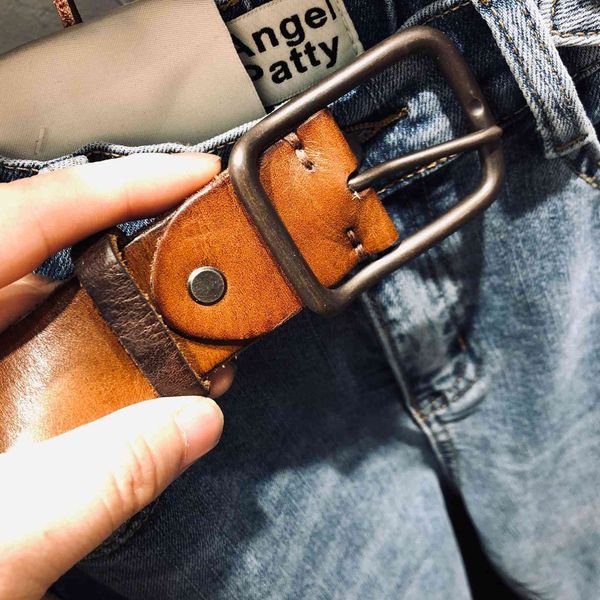 

leather handmade leather belt for men, Black;brown