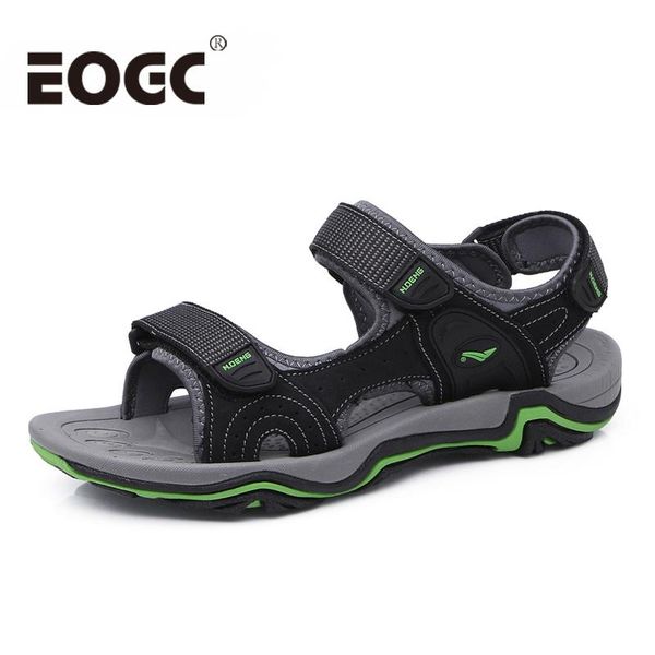 

fashion men beach sandals summer leather genuine cowhide male shoes man zapatos hombre, Black