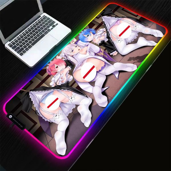 

mouse pads & wrist rests girl lem big buanime pad rgb lapkeyboard locking deskled lantern large mousepad xxl gamer accessories
