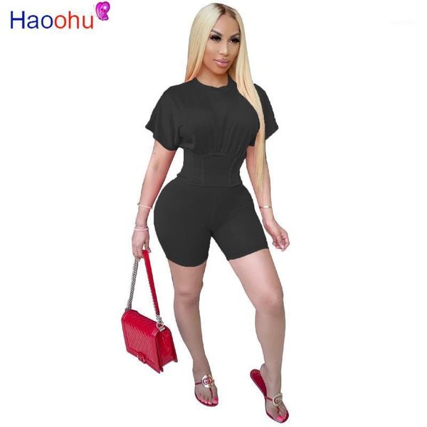 

waist shaping two piece set women summer tracksuit crop and biker shorts lounge wear 2 outfits matching sets women's tracksuits, Gray