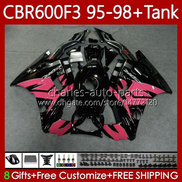 Обсуждение + бак для Honda CBR 600 600F3 CBR600 F3 FS CC 1997 1998 1995 1996 Body 64NO.107 CBR600F3 600CC 600FS розовый черный 95-98 CBR600-F3 CBR600FS 97 98 95 96 Kit