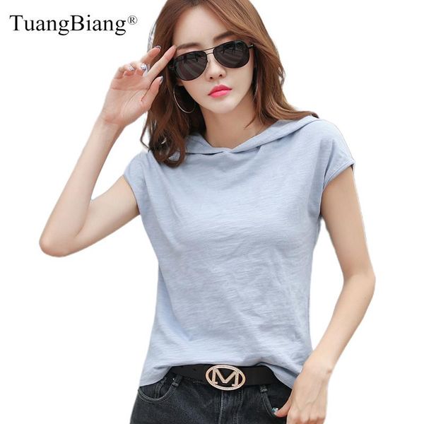 

women's t-shirt 2021 hooded fashion casual sleeveless cotton summer women loose simple light blue tee shirt ladies purple cool cozy, White