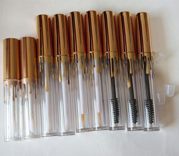 

storage bottles & jars 50/100pcs 2.5ml 4ml empty lip gloss/glaze tube gold water droplets eyelash bottle mascara packing container wholesale