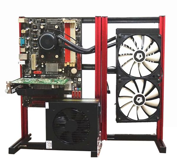 

integrated circuits itx matx atx pc test bench expansion foldable computer open pio frame overclock air case aluminum htpc support graphics