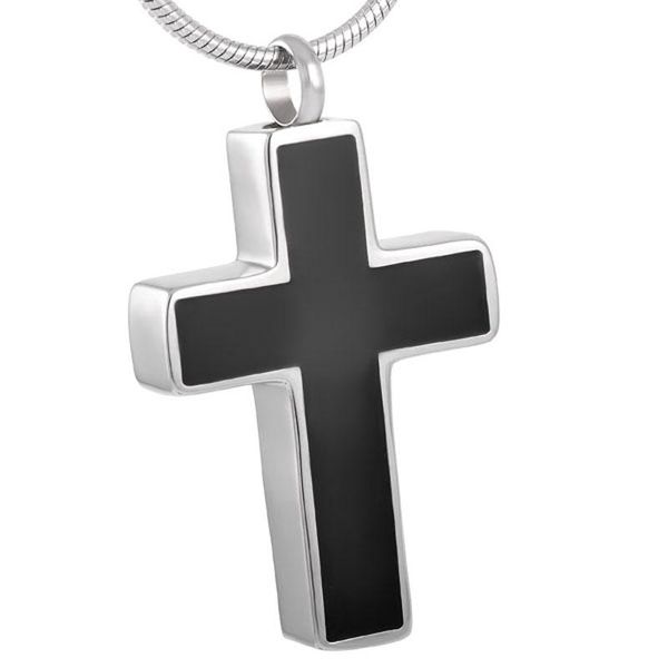 

cross cremation jewelry for ashes stainless steel keepsake memorial urn necklace pendant locket men women necklaces, Silver