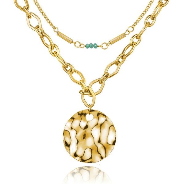 

pendant necklaces necklace for women retro simple geometric metal round fashion multi-layer jewelry wholesale, Silver