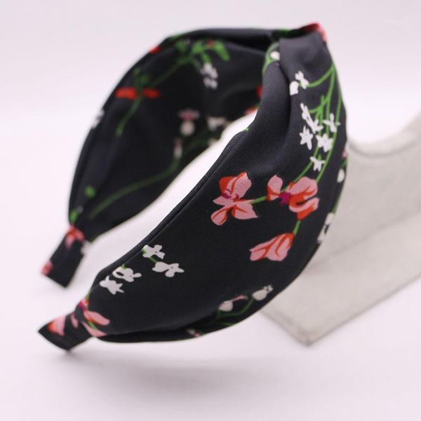

flower print pattern cross knot hairband knotted headband hair accessories1