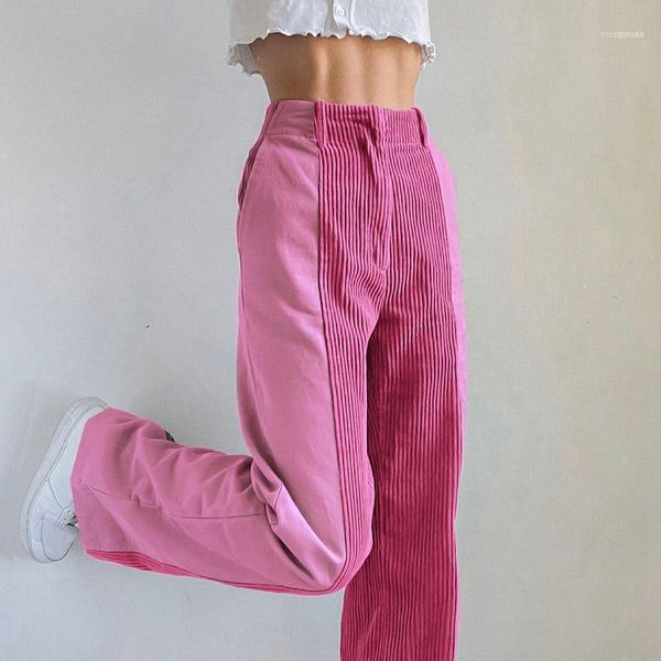 

muyogrt patchwork y2k brown corduroy pants women streetwear vintage harajuku sweatpants high waist wide leg trouser cotton pants1, Black;white