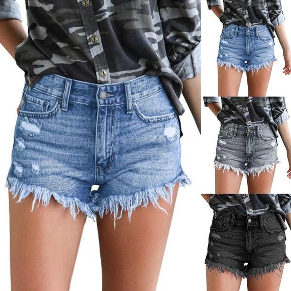 

women's jeans vicabo 2021 tassel shorts stretchy short women denim summer skinny beach pants casual black, Blue